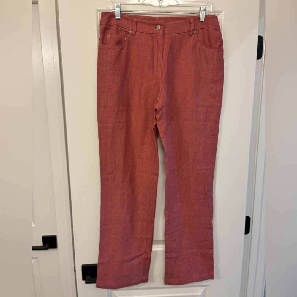 POETRY 100% Linen Pants Dark Coral Women’s Size 8